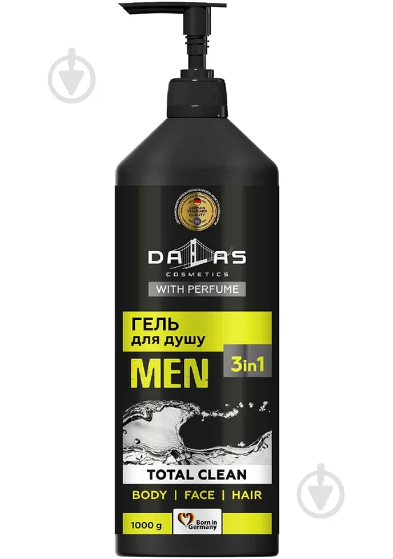 Чоловічий шампунь-гель для душу 3 в 1 Dalas Total Clean