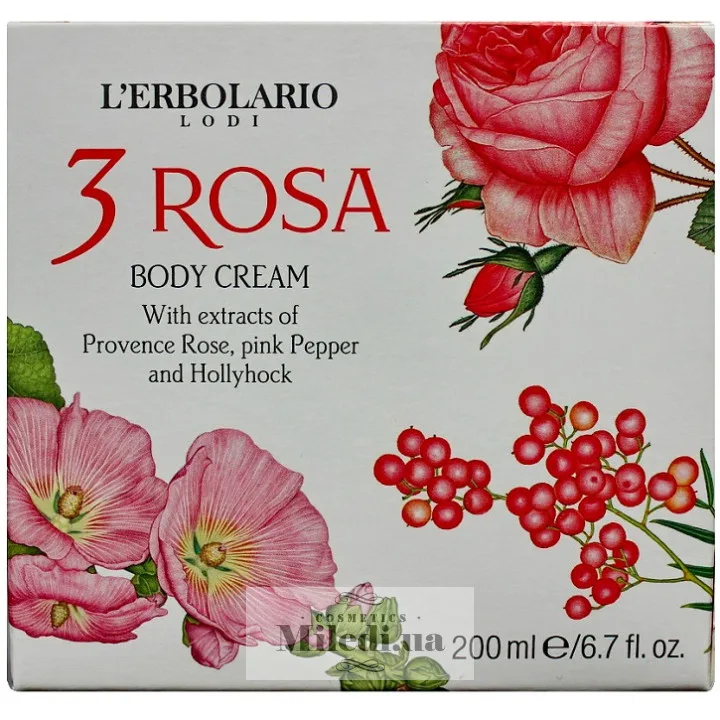 Парфумований крем для тіла Три Троянди L'Erbolario Crema Corpo 3 Rosa 200 мл