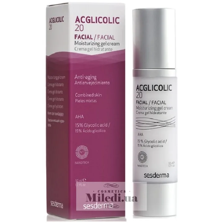 Зволожуючий крем-гель з 15% гліколевою кислотою Sesderma Laboratories Acglicolic 20 Moisturizing Gel Cream 50 мл