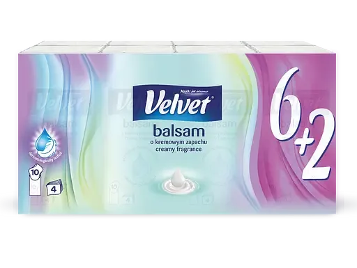 Носові хусточки Velvet Бальзам та крем, 8 шт. (3600013)