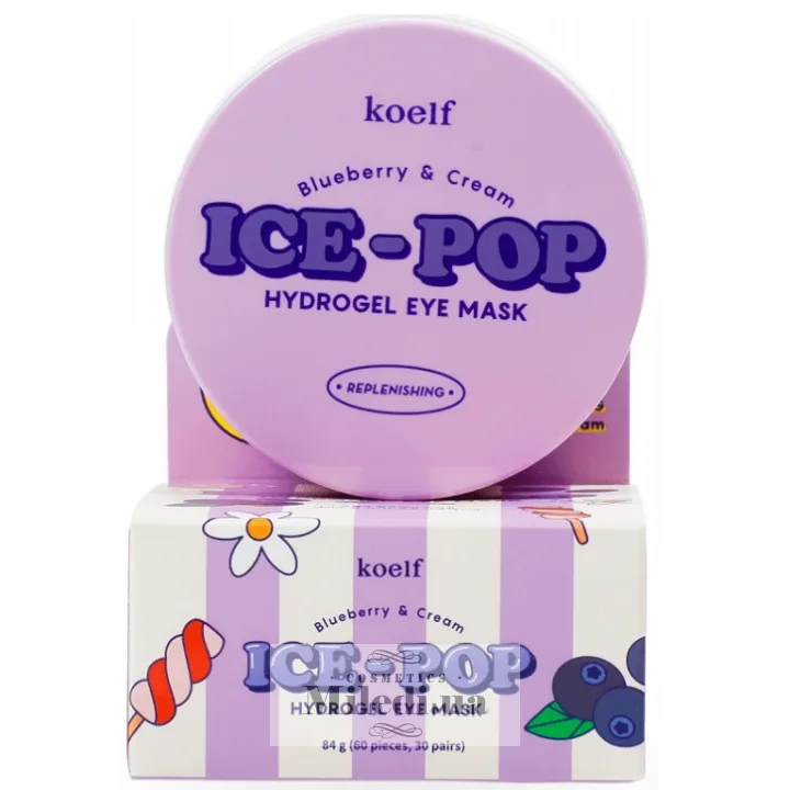 Гідрогелеві патчі для очей з лохиною та вершками Petitfee Blueberry & Cream Ice-Pop Hydrogel Eye Mask 60 шт