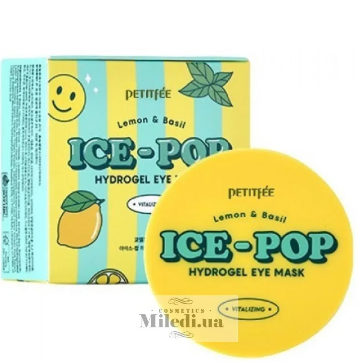 Гідрогелеві патчі для очей з лимоном та базиліком Petitfee Lemon & Basil Ice-Pop Hydrogel Eye Mask 60 шт