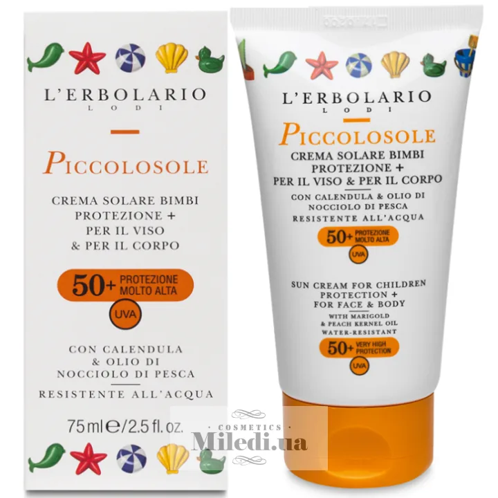 Дитячий сонцезахисний крем для обличчя та тіла L`Erbolario Piccolosole Creme SPF50+ 75 мл