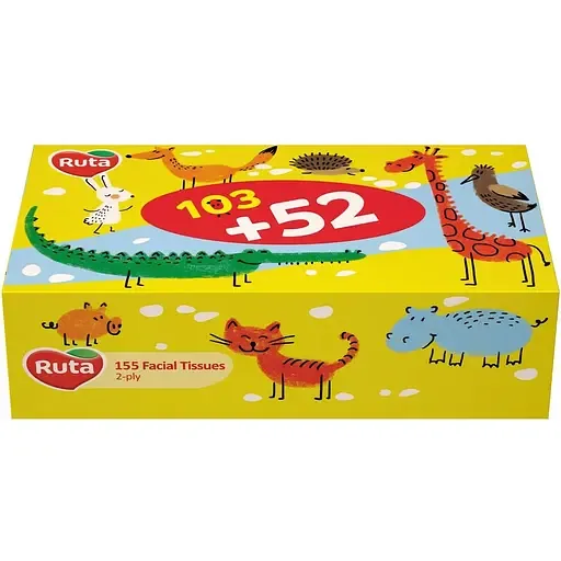 Серветки косметичні Ruta Kids, двошарові, 155 шт.
