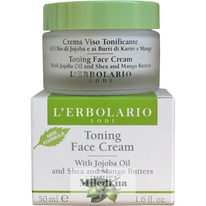 Крем тонізуючий з маслом ши і жожоба L`Erbolario Crema Viso Tonificante Jojoba e Burro di Karite 50 мл