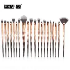 Набір пензлів для макіяжу MAANGE makeup brush set Metal Gradient бронзовий (20шт)