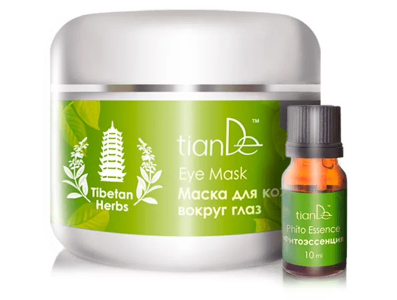 Інтенсивний комплекс масок та фітоесенції для шкіри навколо очей TianDe Tibetan Herbs Intensive Treatment Eye Mask & Phyto Essence, 100шт + 10мл