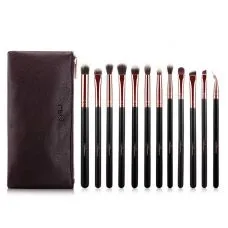 Набір пензлів для макіяжу очей професійний MSQ Professional makeup brush set Gold чорний (12шт)
