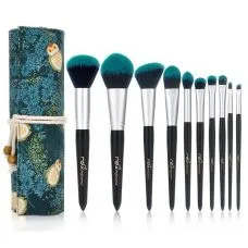 Набір пензлів для макіяжу професійний MSQ Professional makeup brush set OWL зелений (10шт)