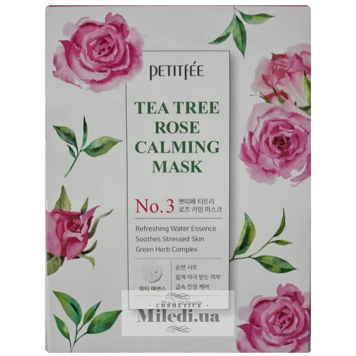 Тканинна маска з екстрактом чайного дерева і троянди Petitfee Tea Tree Rose Calming Mask 10 шт