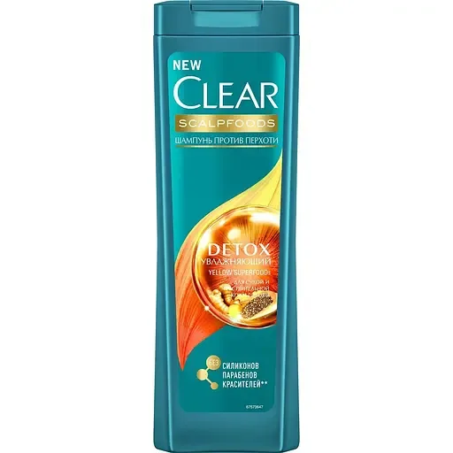Шампунь-детокс для волосся Clear Scalpfoods Detox Зволожувальний проти лупи 400 мл