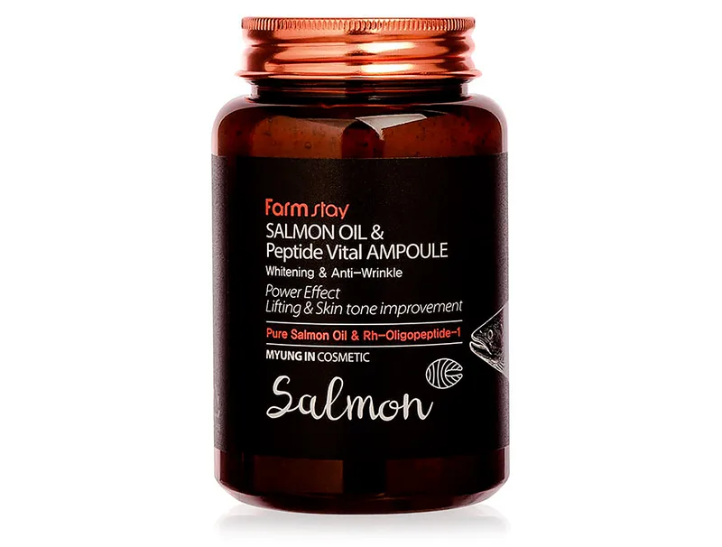 Антивікова сироватка для обличчя з пептидами та олією лосося FarmStay Salmon Oil & Peptide Vital Ampoule, 250мл