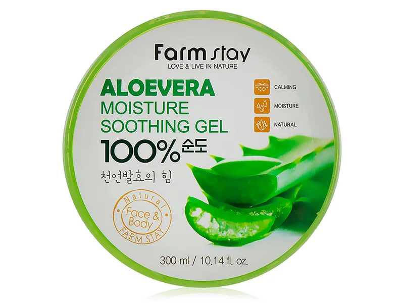 Багатофункціональний гель для обличчя та тіла з екстрактом алое FarmStay Moisture Soothing Gel Aloevera 100%, 300мл