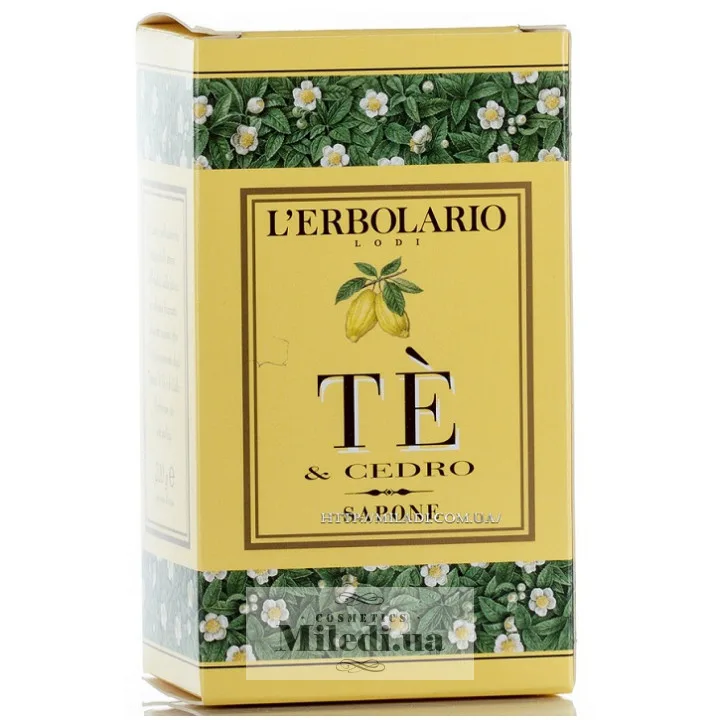 Парфумоване натуральне мило Чай і цитрон L`Erbolario Sapone Te 'and Cedro 100 г