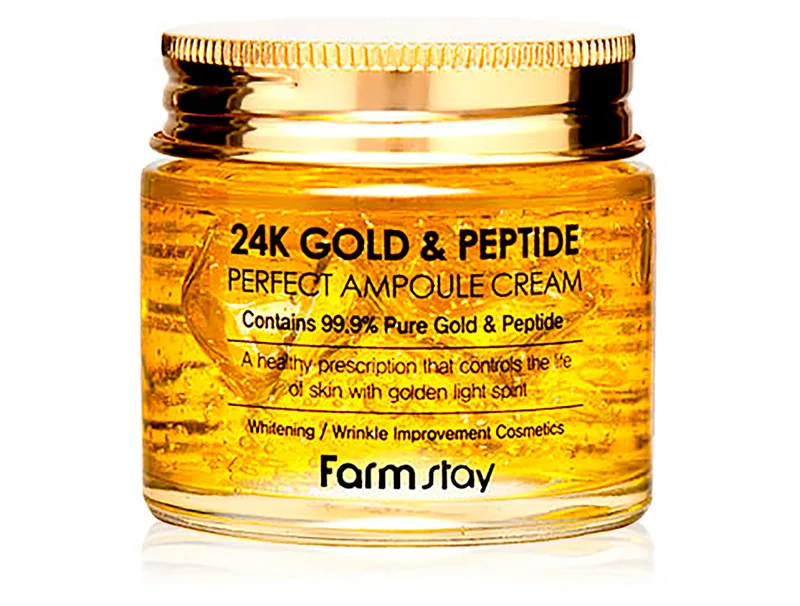 Ампульний крем з золотом і пептидами - FarmStay 24k Gold & Peptide Perfect Ampoule Cream, 80 мл