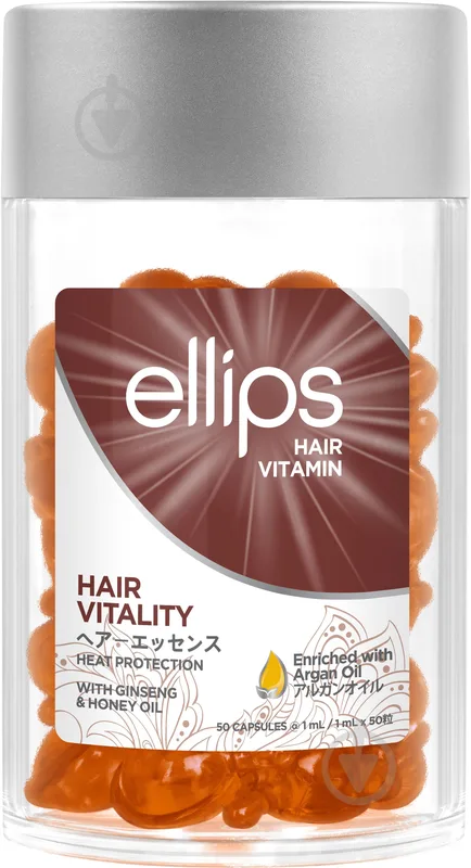 Капсули Ellips Hair Vitality для жорсткого волосся c женьшенем і медом 50 мл