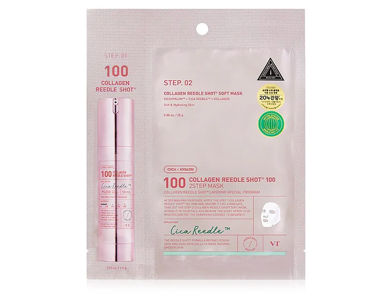 Двоетапна маска для пружності обличчя з мікроголками та колагеном VT Cosmetics Collagen Reedle Shot 100 2 Step Mask