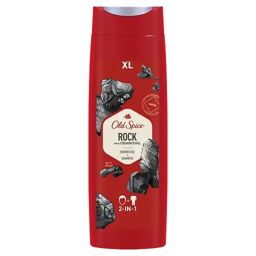 Гель для душу та шампунь 2 в 1 Old Spice Rock with Charcoal, 400 мл
