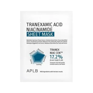 APLB Tranexamic Acid Niacinamide Sheet Mask – освітлювальна тканинна маска з ніацинамідом і транексамовою кислотою 1 шт.