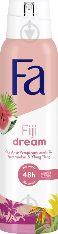 Дезодорант Fa Ритми островів Спрей Жіночий Fiji Dreams Аромат Кавуна та Іланг-Ілангу 0% солей алюмінію 150 мл
