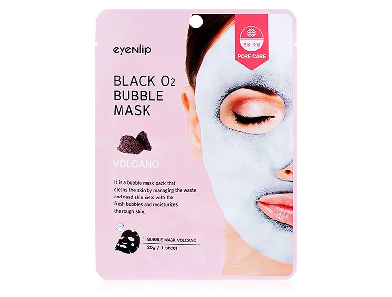 Глибоко очищаюча киснева маска для обличчя з вулканічним попелом Eyenlip Black O2 Bubble Mask Volcano