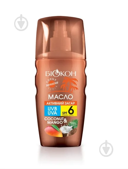 Олія для засмаги БІОКОН "Активна засмага" SPF-6 COCONUT&MANGO "Кокос та манго" 160 мл 195 г