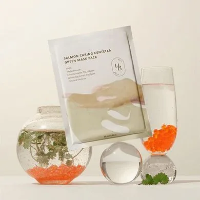 HEVEBLUE Salmon Caring Centella Green Mask Pack – тканинна маска для обличчя з PDRN і центеллою 1 шт.