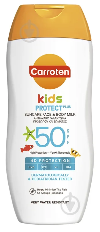 Молочко сонцезахисне Carroten KIDS PROTECT PLUS SUNCARE FACE AND BODY MILK SPF50 200 мл