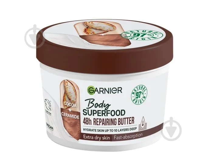 Крем для тіла Garnier Body Superfood Какао відновлювальний для дуже сухої шкіри тіла 380 мл