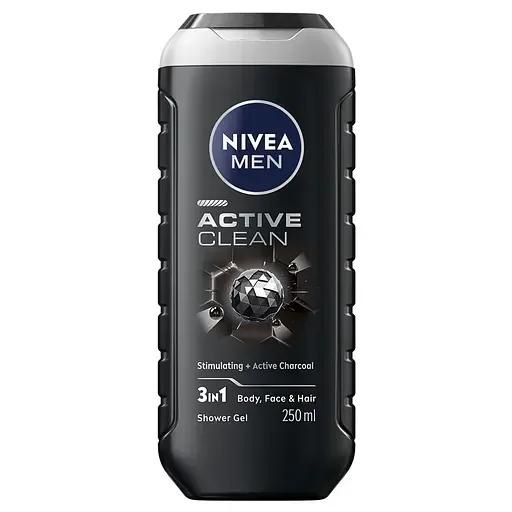 Гель для душу NIVEA MEN Активне очищення 3В1 для тіла обличчя та волосся 250 мл