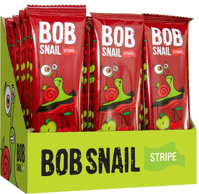 Цукерки BOB SNAIL Stripe Натуральні яблуко+вишня, 14 г