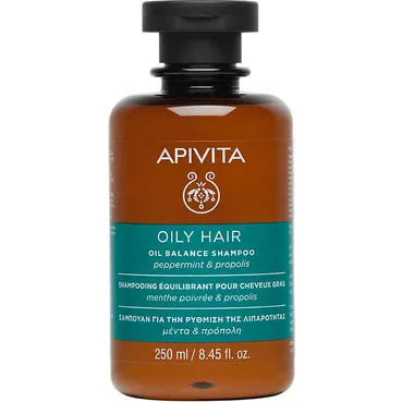 Шампунь БАЛАНСУЮЧИЙ для жирного волосся з м'ятою і прополісом Apivita Oil Balance Shampoo For Very Oily Hair