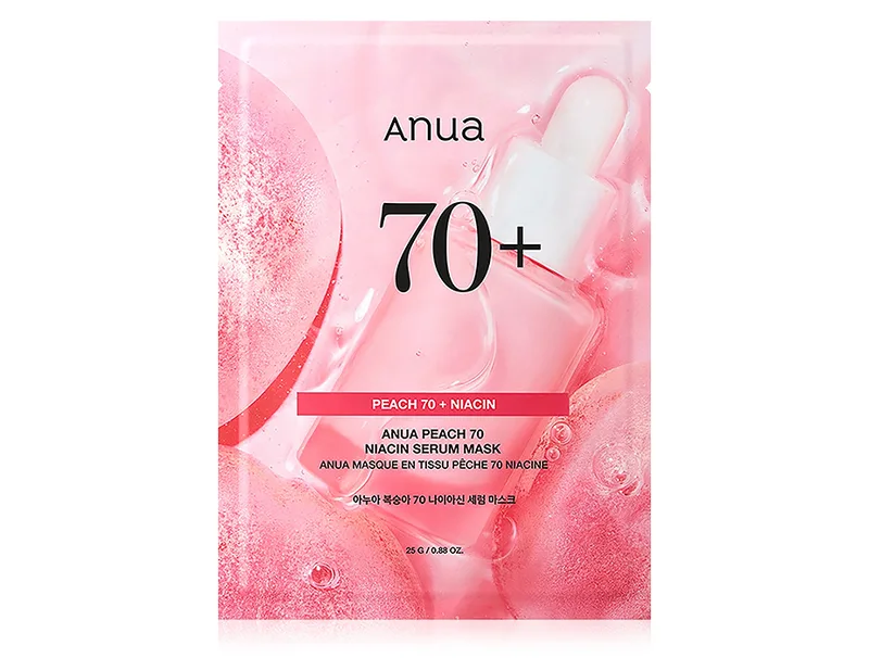 Тканинна маска для обличчя з персиком для гладкої та сяючої шкіри Anua Peach 70 Niacin Serum Mask