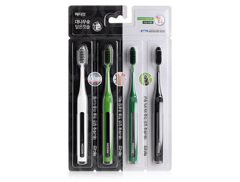 Набір зубних щіток з бамбуковим вугіллям Median Bamboo Charcoal Toothbrush 4 Set