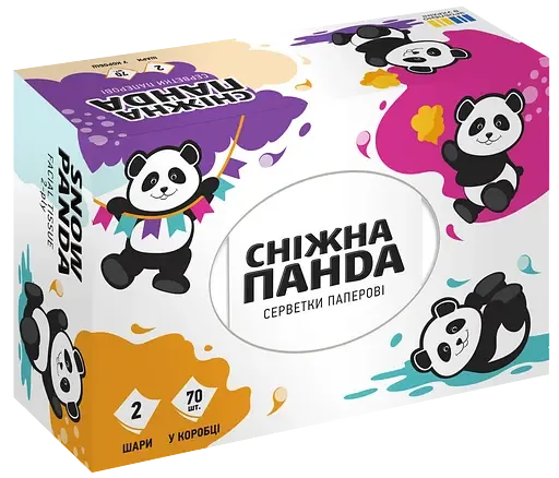 Серветки косметичні Сніжна Панда, двошарові, 70 шт.