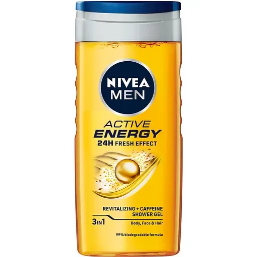 Гель для душу NIVEA MEN Активна енергія 3в1 для тіла обличчя та волосся