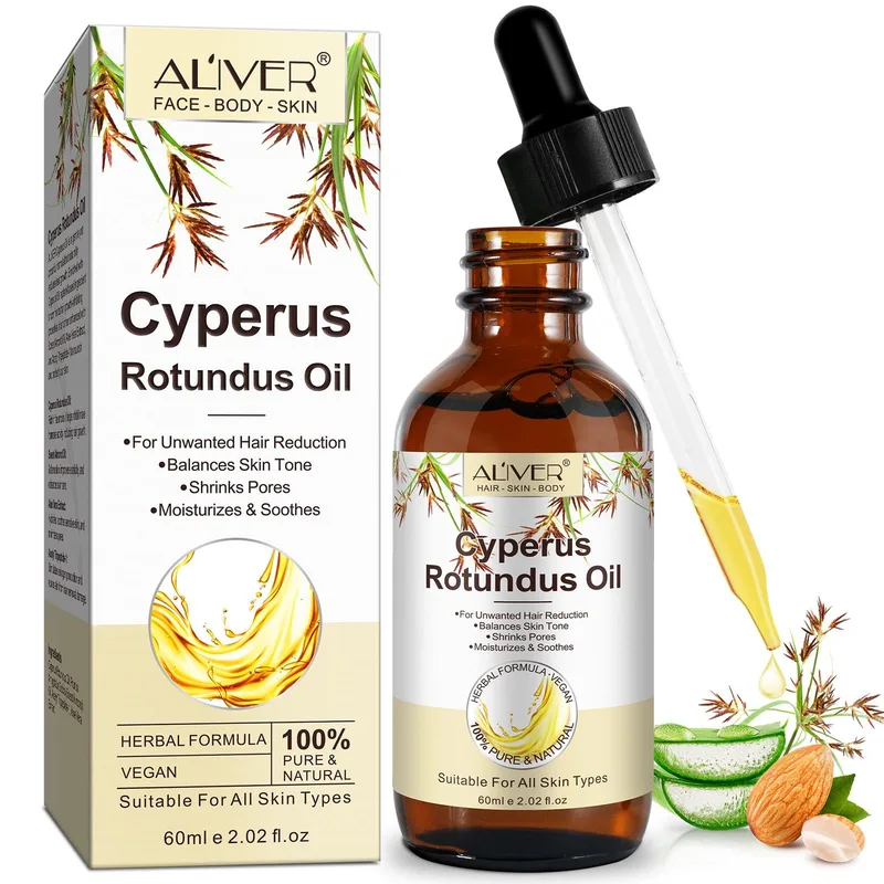 Олія кипарисова натуральна для зменшення небажаного росту волосся Cyperus Rotundus Oil ALIVER для всіх типів шкіри 60 мл