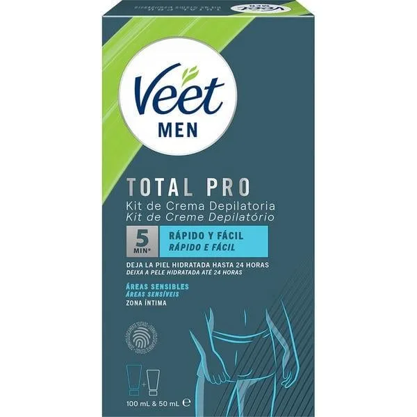 Чоловічий крем Veet для депіляції інтимних зон Men Total Pro intima Kit (крем для видалення волосся 100 мл та бальзам після видалення 50 мл)