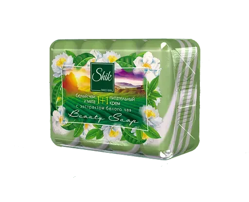 Мило туалетне Shik 1+1 Beauty Білий чай, М'ята та поживний крем, 360 г (4 шт. по 90 г)