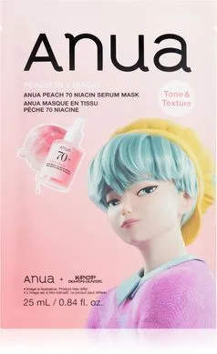 Anua K-Pop Demon Hunters Peach 70% Niacin Mask – освітлююча маска з персиком і ніацинамідом
