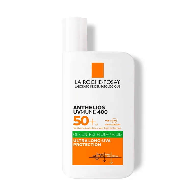 Легкий сонцезахисний флюїд La Roche-Posay (Ля Рош-Позе) UVA 400 Oil Control з матуючим ефектом для жирної чутливої шкіри, дуже високий рівень захисту від UVB та дуже довгих променів SPF 50+, 50 мл