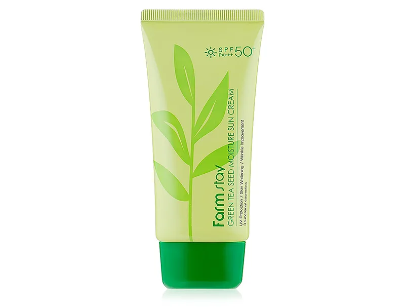 Зволожуючий сонцезахисний крем для обличчя FarmStay Green Tea Seed Moisture Sun Cream SPF 50+ PA+++, 70г