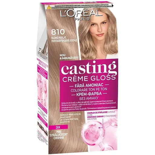 Фарба-догляд для волосся без аміаку L'Oreal Paris Casting Creme Gloss відтінок 810 Перламутровий блонд 120 мл (A5775476)