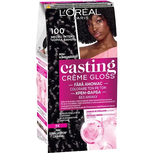 Фарба-догляд для волосся без аміаку L'Oreal Paris Casting Creme Gloss відтінок 100 Чорна Ваніль 120 мл (A6269376)
