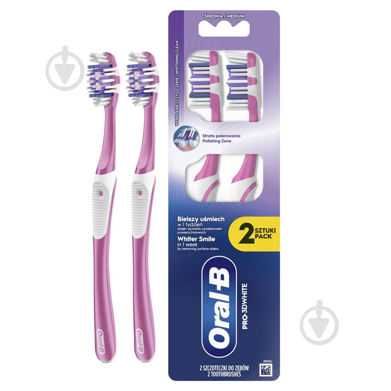 Зубна щітка Oral-B Pro 3D White Відбілювання середньої жорсткості