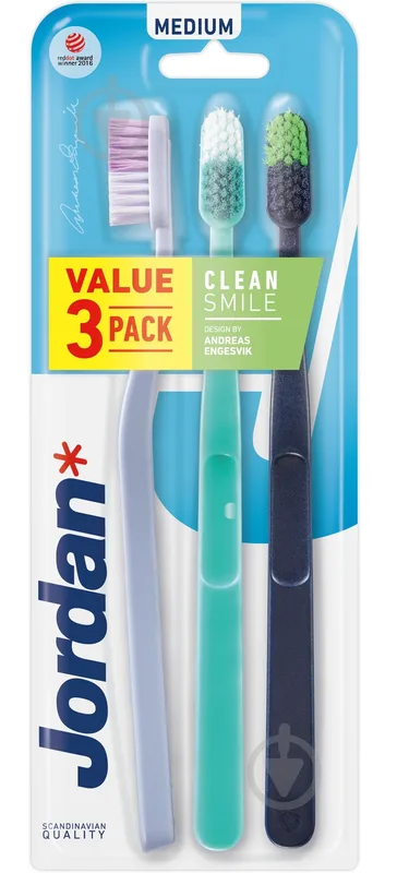 Зубна щітка Jordan* Clean Smile Medium середня 3 шт.