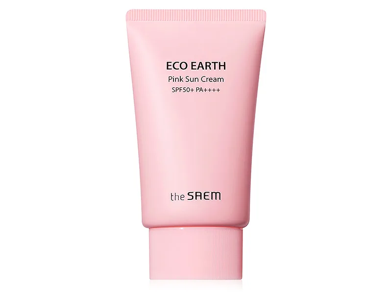 Сонцезахисний крем для проблемної шкіри The Saem Eco Earth Pink Sun Cream SPF 50+ PA++++, 50г