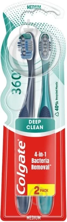 Зубна щітка Colgate 360 Суперчистота 1+1 середньої жорсткості
