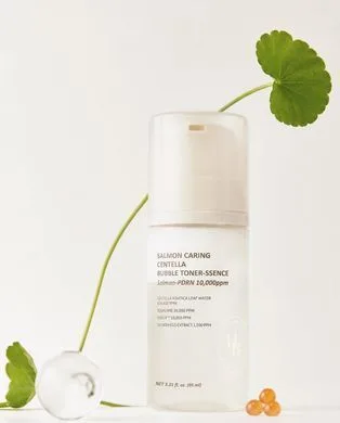 HEVEBLUE Salmon Caring Centella Bubble Toner-Ssence – бульбашкова сироватка-тонер з PDRN 95 мл