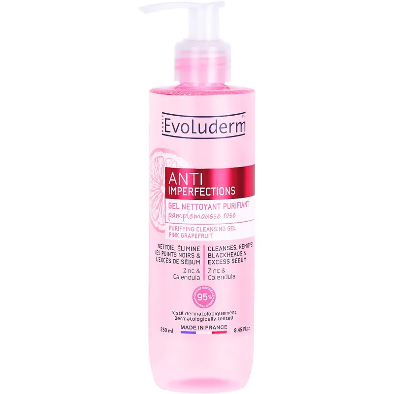 Гель Evoluderm (Еволюдерм) для обличчя очищуючий з екстрактом рожевого грейпфруту проти недосконалостей шкіри 250 мл